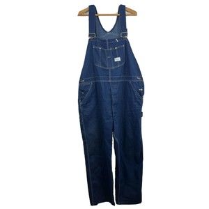 Vintage Sears Tradewear Overalls Mens 46x30 Blue Denim Union Made USA